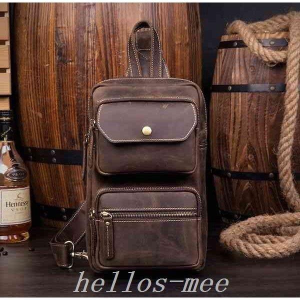 ボディバッグメンズ小さめ夏斜めがけレザーブランド本革bag 19 He1l メンズファッション