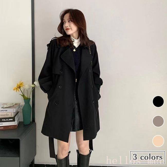 トレンチコート春レディーススプリングコートオフィスコート秋アウター黒春コートレトロ秋コートキャメル通勤 Yqyir05ldm ファッション Www Elghoniemy Com