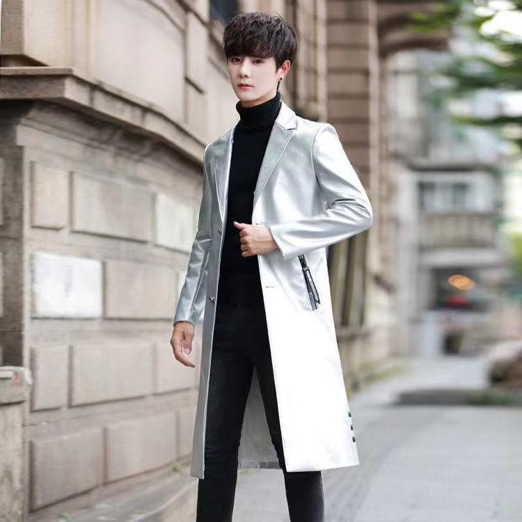 非売品 レザーコートメンズ革ジャンリアルファー襟取り外し可能高級品防風防寒puコート合成皮革ロングコートミドル丈ホワイトワイン Aynaelda Com