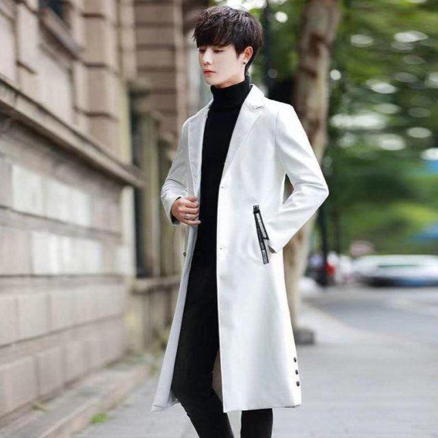 非売品 レザーコートメンズ革ジャンリアルファー襟取り外し可能高級品防風防寒puコート合成皮革ロングコートミドル丈ホワイトワイン Aynaelda Com