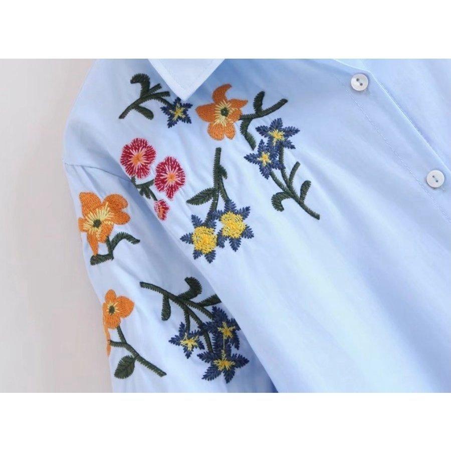 シャツワンピースチュニックレディースシャツワンピ花柄刺繍フリル袖半袖春夏得トクセールオープン記念 ふるさと納税