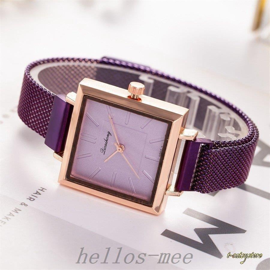 腕時計スクエアウォッチレディース女性おしゃれアナログメタル調シンプルかわいいギフトプレゼントカジュアル女子力アップ四角形 優先配送