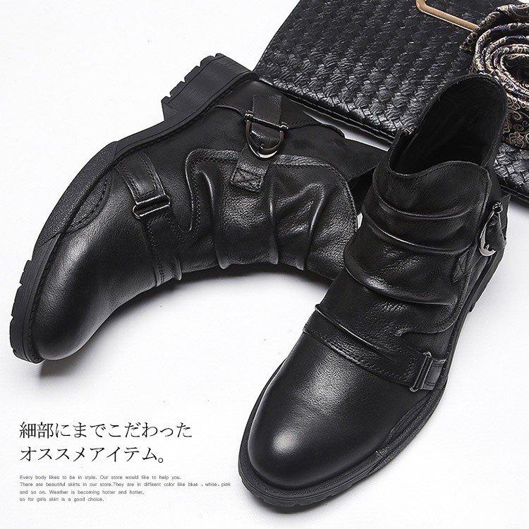 ファッションなデザイン ドレープブーツメンズブーツ牛革ショートブーツサイドジップブーツサイドジッパー本革レザーブーツレザーブーツワークブーツエンジニ Www Ampselectric Com