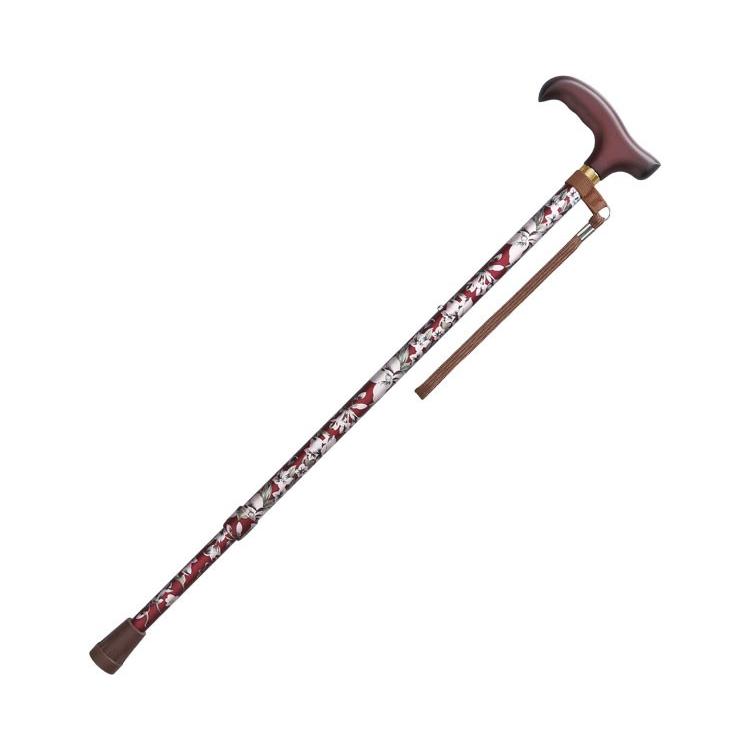 ステッキベーシック 伸縮S / WB3717 花柄赤（フジホーム） : 介護用品