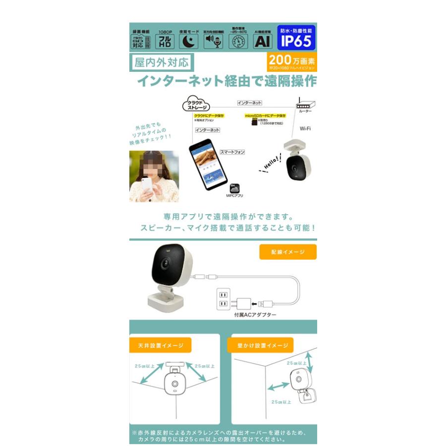 屋内外対応 防犯・見守りネットワークカメラ / SE-IPC01-WH ホワイト