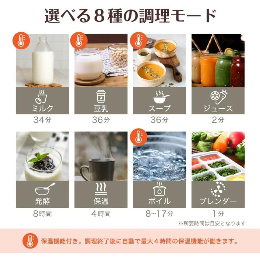 Milcora 豆乳メーカー 800ml 大豆まるごと 8モード対応 甘酒 スープ
