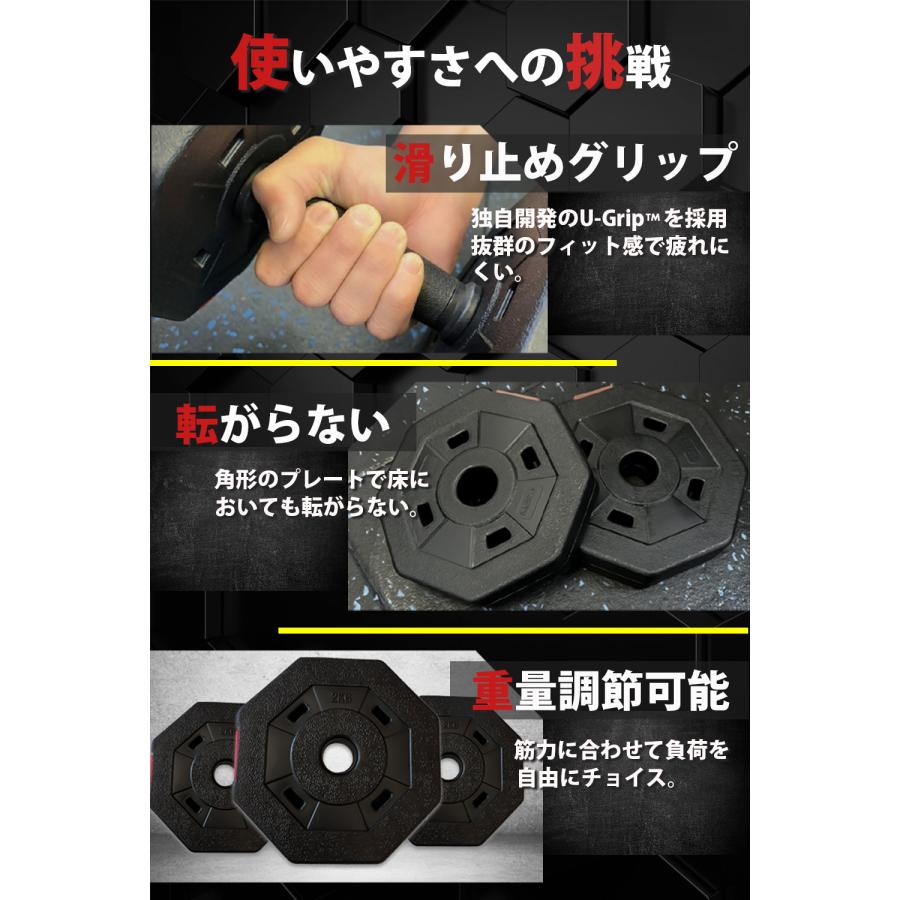 最終値下げ！新品！エクサーベル　たためるダンベル　ブラック 　2点セット ダンベル 10kg2個 バーベル 使用可 オールブラック ワンタッチ