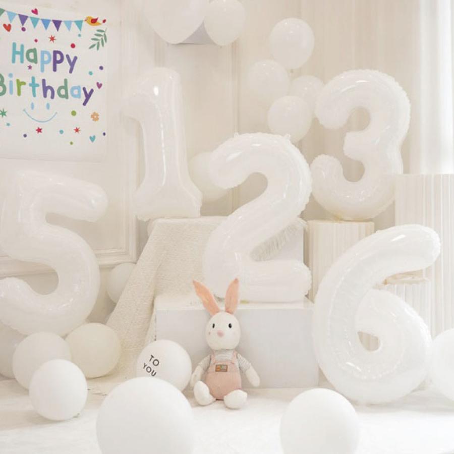 数字 バルーン 白 約60cm 風船 大きい 巨大 ホワイト 誕生日 記念日