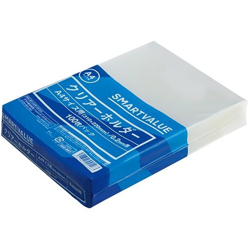 スマートバリュー クリアーホルダーA4乳白100枚 D400J