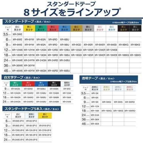 カシオ計算機 ネームランド テープカートリッジ スタンダードテープ 白に黒文字２４ｍｍ幅 ＸＲ−２４ＷＥ｜shimiz｜05