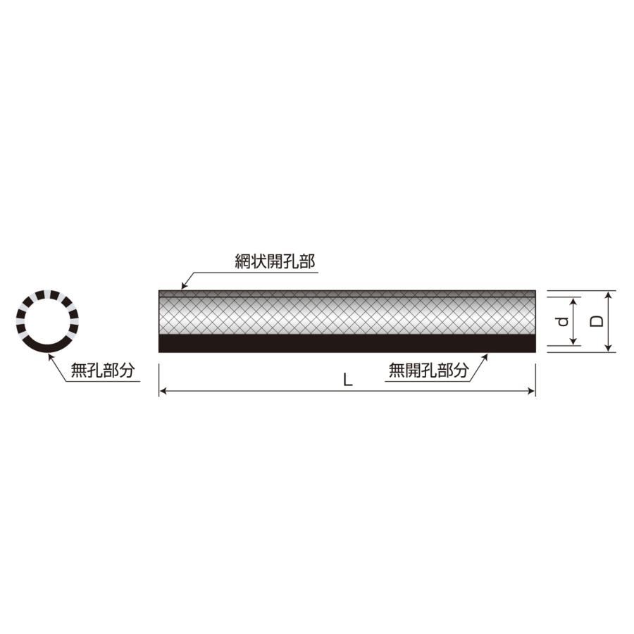 暗渠排水管 ネトロンパイプ 1/3無開孔 MP-40 内径40.0mm×外径48mm 長さ4m 網状透水管 タキロンシーアイシビル｜shimizu-kanamono｜03