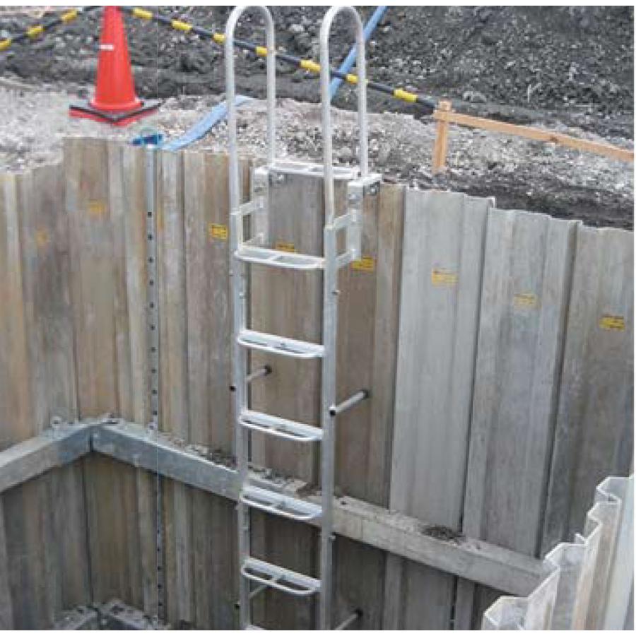 掘削構内専用はしご 垂直アルミステップ 連結部 1.0m HAS-1.0