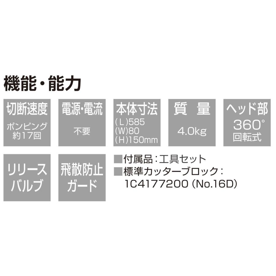 手動式鉄筋カッター パワーカッター DPC-16R 油圧式 (切断能力4 手動式鉄筋カッター パワーカッター DPC-16R 油圧式 (切断能力4