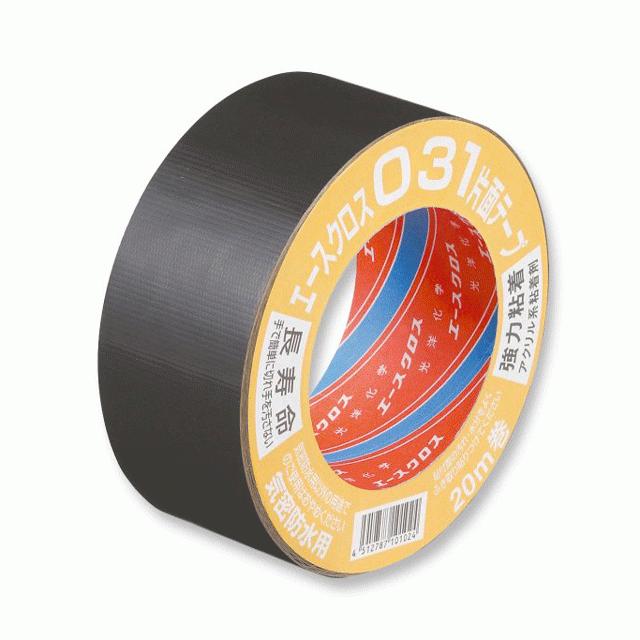 アクリル系気密テープ エースクロス031 黒  粗面用 100mm×20m (10巻入り) 光洋化学