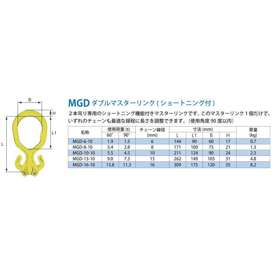 マーテック チェーンスリング 長さ調整機能付 2本吊りセット MG2-EKN