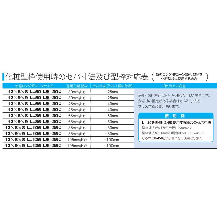 (株)ナガノ ロングNPコーン35φ 12×8×8 L=105 L型　(75個入り)｜shimizu-kanamono｜04