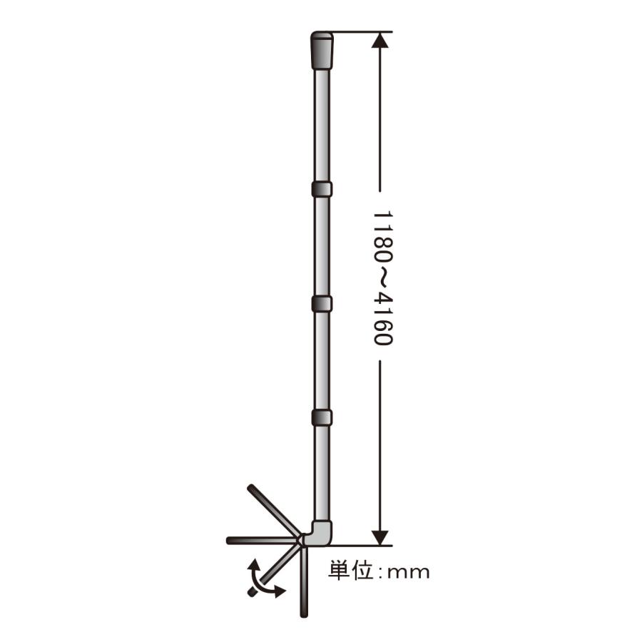 STS ライト付点検ミラー III型 (Mサイズ) ミラーサイズ152×190mm 小型LEDライト付 長さ1180〜4160mm_2