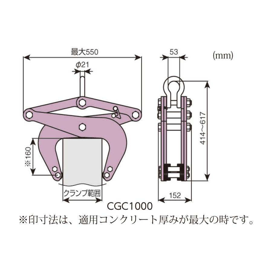 SUPER TOOL コンクリート二次製品吊クランプ(カム式) CGC1000 容量 