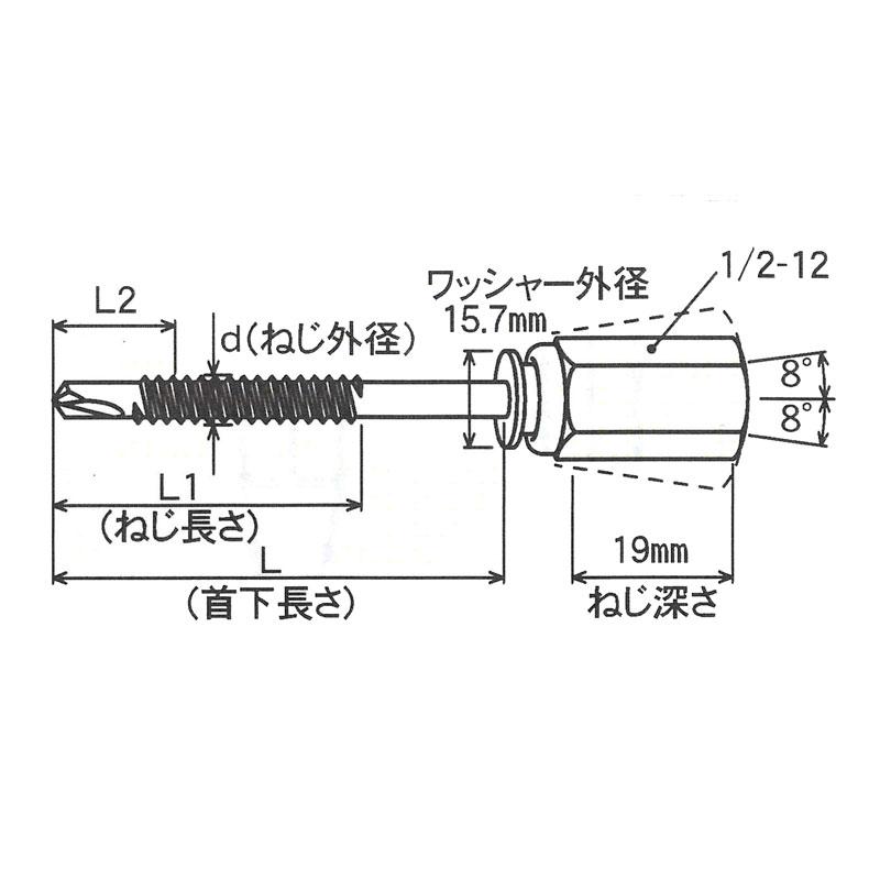 足場アンカー ビスタイプ 普通目ねじ AZS-76 6.0×76mm 適応壁厚60mm 壁