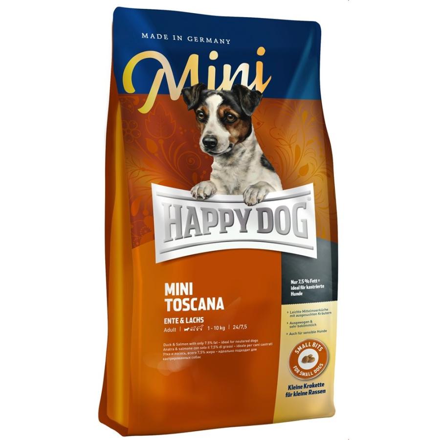 HAPPY DOG ハッピードッグ 年末のプロモーション特価！ スプリーム ミニ ウェイトケア トスカーナ ダックamp;サーモン  グルメで敏感な成犬用ドライフード
