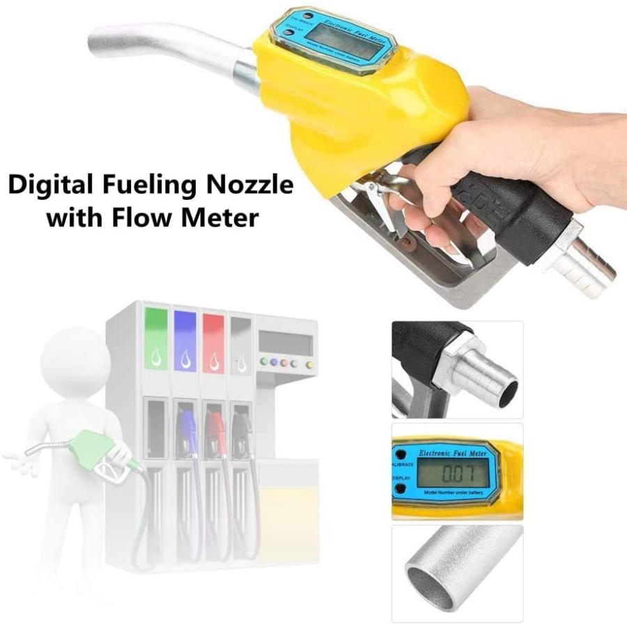 デジタル燃料ノズル 給油ノズル オイル ノズル 燃料給油ノズル 流量計とコネクター付き 工場やガソリンスタンドなどの流量を測定することに最適 驚きの価格が実現