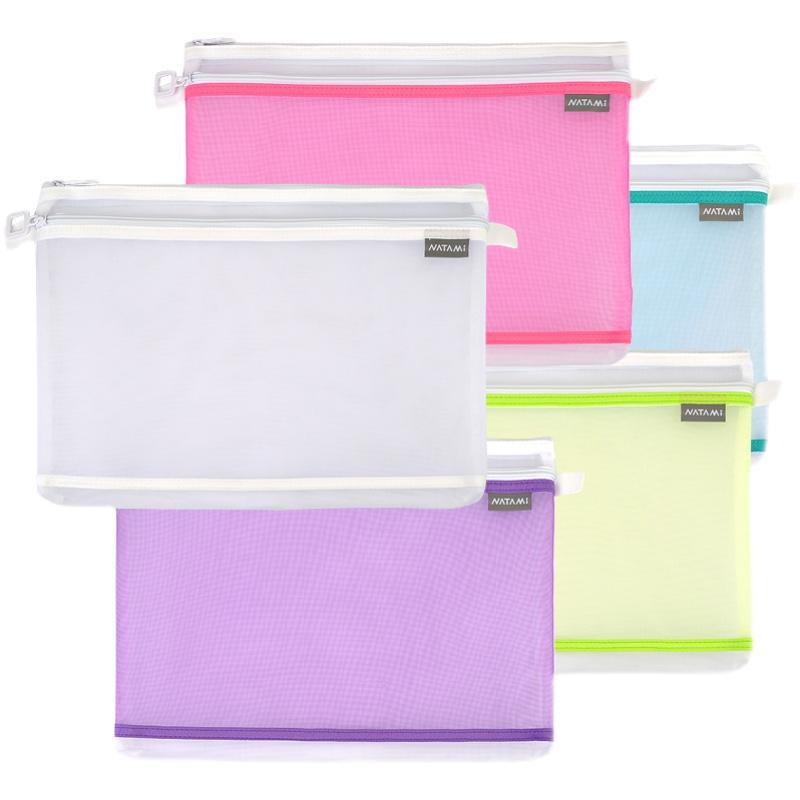 メッシュファイルバッグ A4 ファイル袋 ジッパー式 ファイル収納 ファイルケース 書類整理 大容量 旅行 トラベル ファイル袋 透明