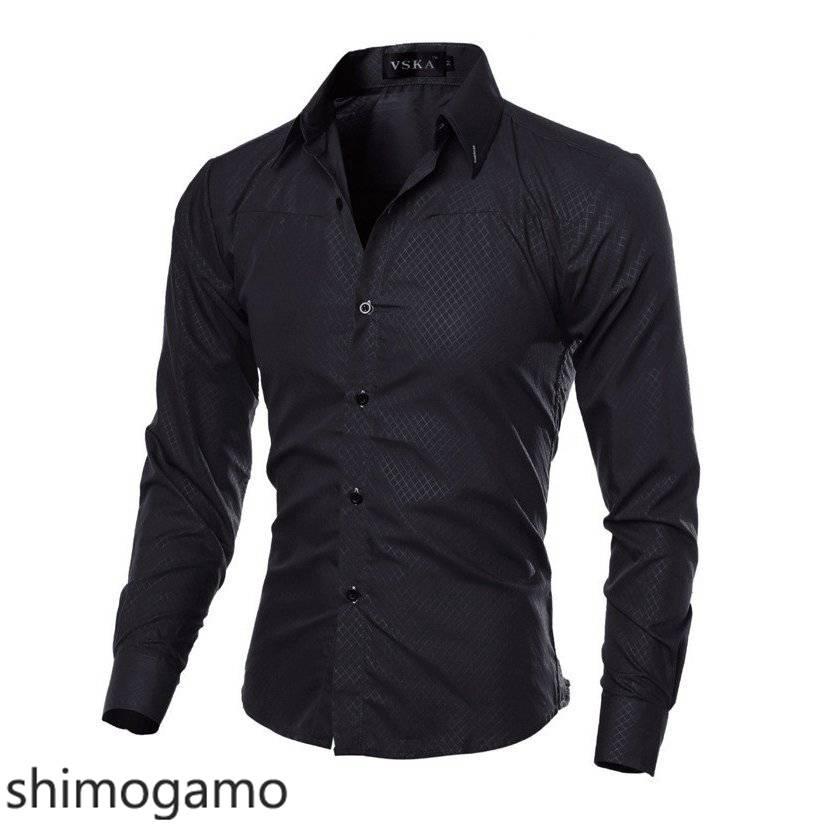 シャツ メンズ 長袖 ドレスシャツ トップス 黒 白 大きいサイズ ブラウス カジュアル ウエストシェイプ ボタンダウンシャツ｜shimogamo｜09