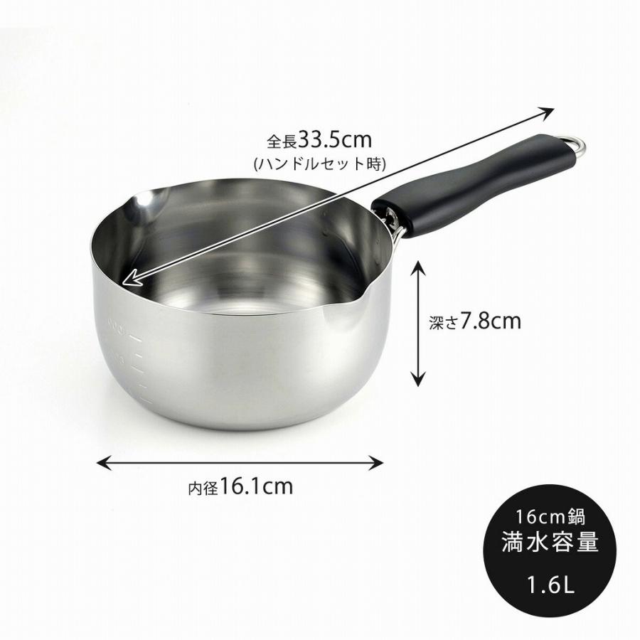 下村企販 着脱式 ゆきひら鍋 3点セット 16/18/20cm フタ付き IH対応