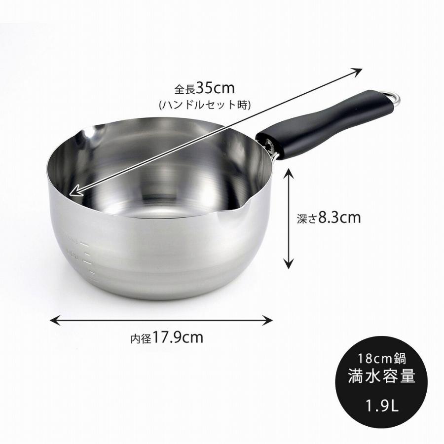 下村企販 着脱式 ゆきひら鍋 3点セット 16/18/20cm フタ付き IH対応