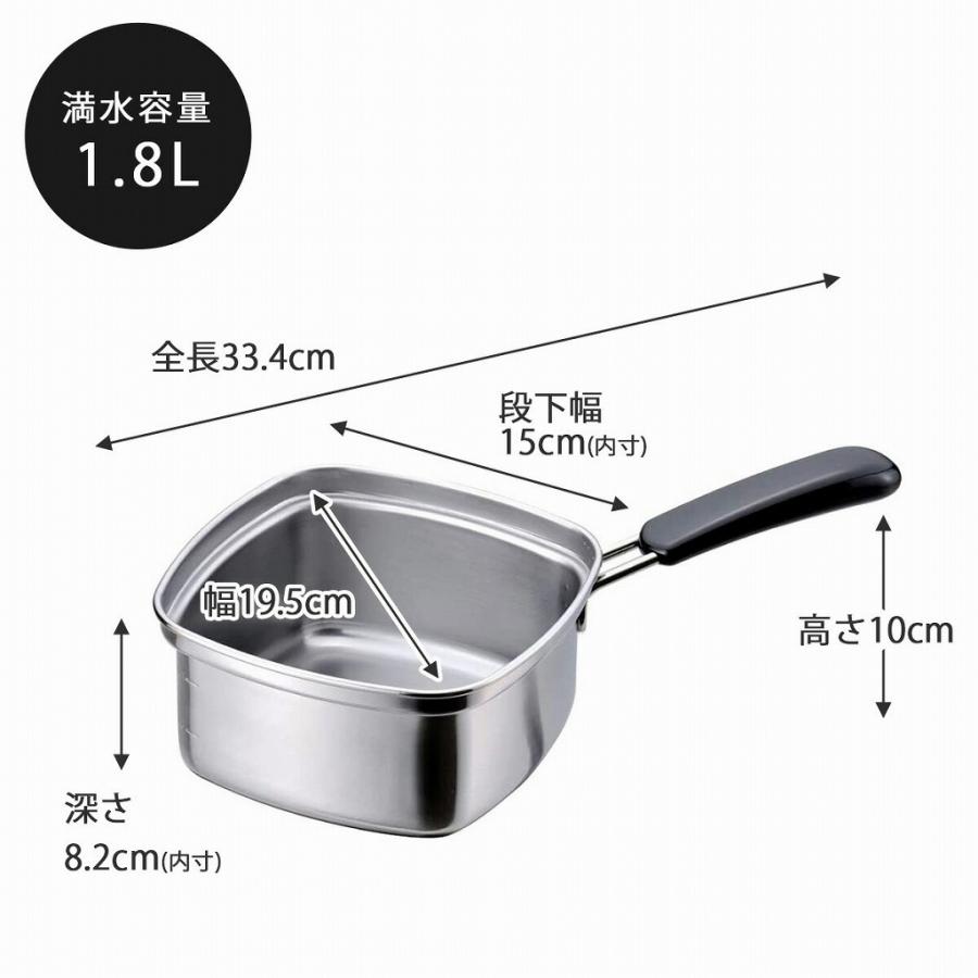 下村企販 四角い ラーメン鍋 15cm 日本製 ステンレス インスタント