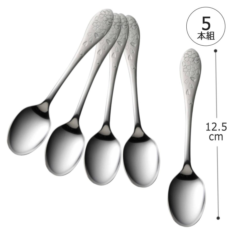 サクラ コーヒースプーン 5本組 日本製 ステンレス製 ミラー仕上げ