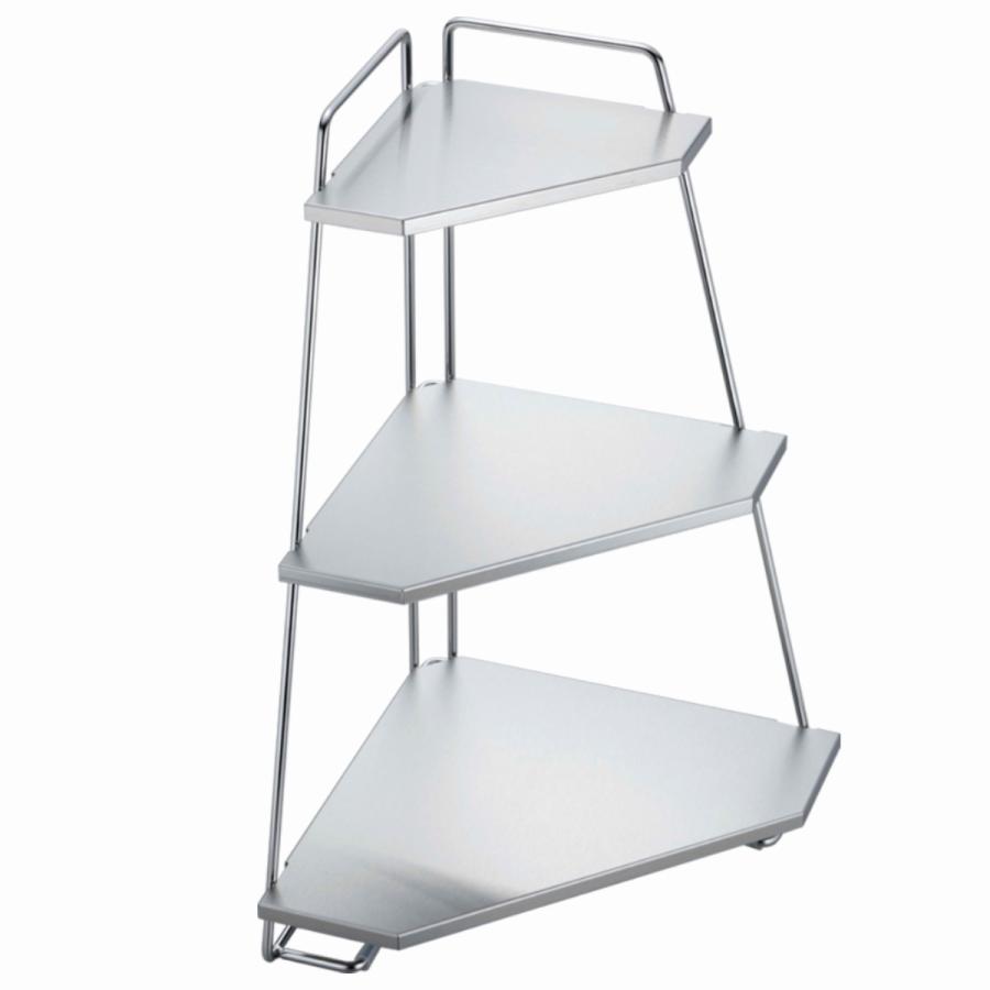 ステンレス プレート コンロ コーナー ラック 3段 日本製 国産 頑丈