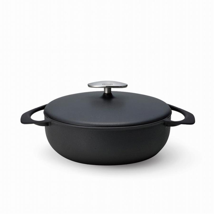UNILLOY キャセロール 浅型 22cm マットブラック 日本製