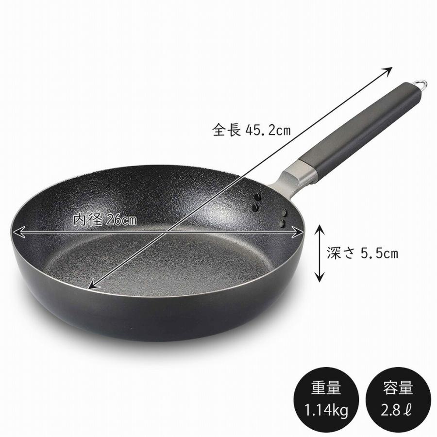 下村企販 ファイバーライン加工 鉄製 フライパン 26cm 木柄 日本製