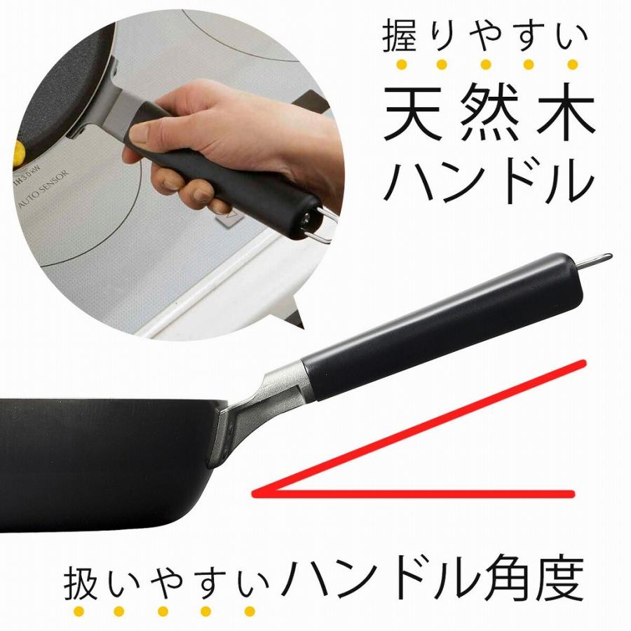 下村企販 ファイバーライン加工 鉄製 フライパン 26cm 木柄 日本製