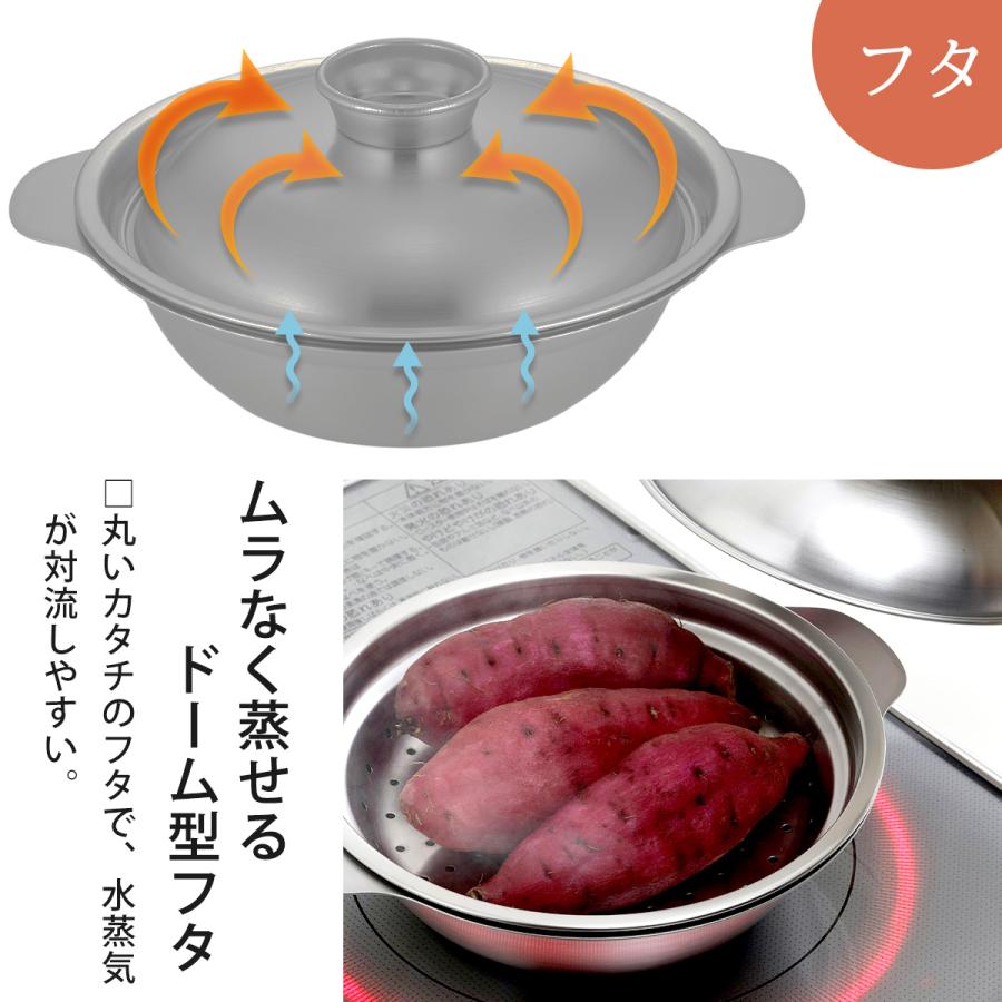 燕三条 ステンレス卓上鍋 18cm 蒸し皿付き IH対応 1〜2人用 日本製