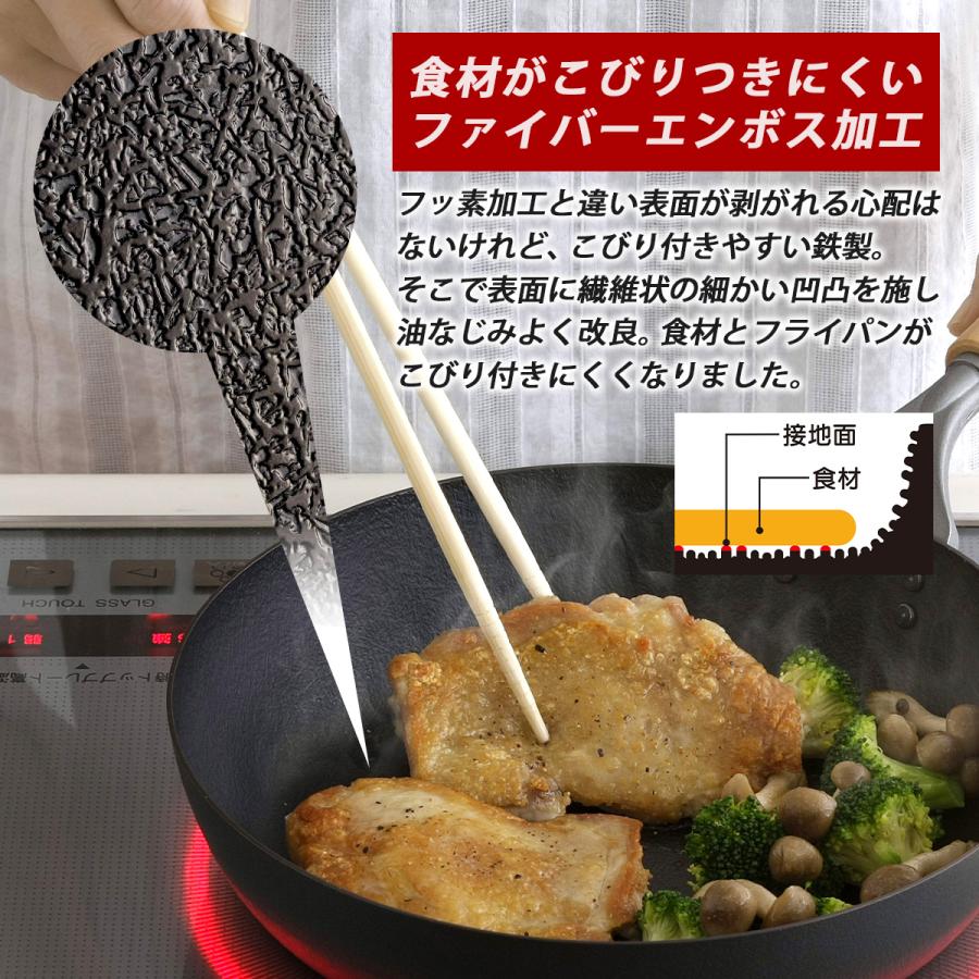 ファイバーエンボス 鉄フライパン 24cm 日本製 IH対応 おすすめ