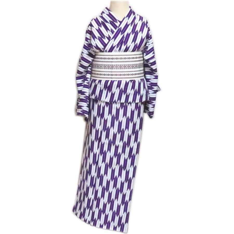 仕立上　小紋“胴抜仕立　赤白矢絣「舞台衣装・ステージ衣装」日本舞踊・演劇・着物　踊り着物 踊り用　八掛仕立て 仕立上 小紋“胴抜仕立 紫白矢絣「舞台衣装・ステージ衣装」日本舞踊