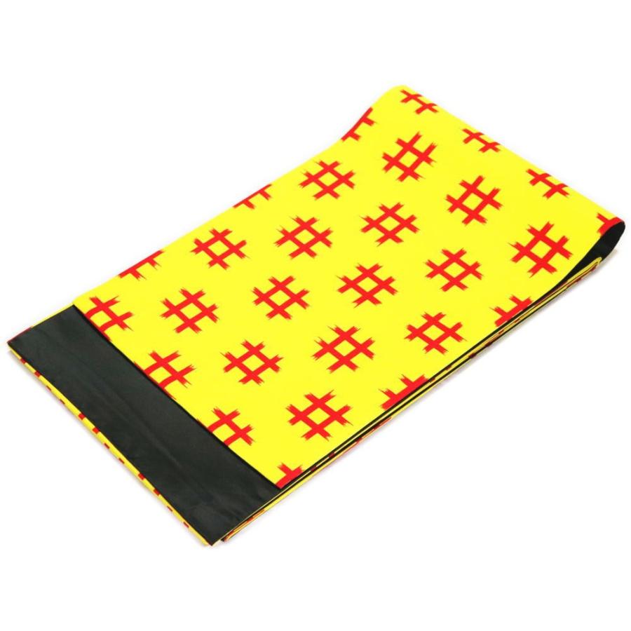 昼夜帯（黄地井桁柄）舞踊・演劇に！ご奉仕価格！腹合わせ帯・鯨帯【オリジナル商品】踊り帯 昼夜帯（黄地赤井桁柄）舞踊・演劇に！ご奉仕価格！腹合わせ帯・鯨帯