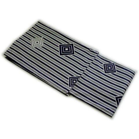 ゆかた 仕立上浴衣 白地紺 マス 男物・女物 杉2343「舞台