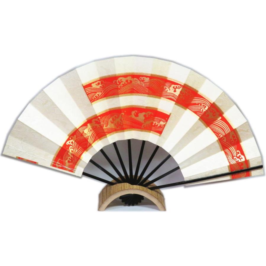 舞扇子≪n1625 金箔≫赤 波◇黒竹◇9寸5分 化粧箱なし ゆうパケット 