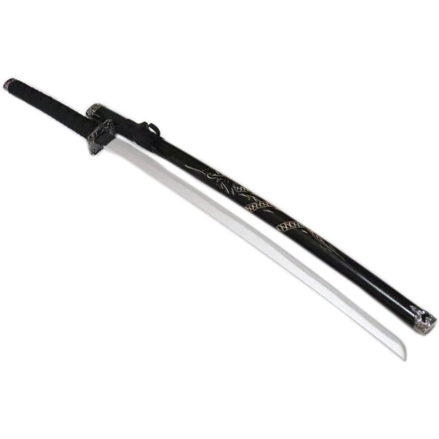 金属付木刀 黒龍 鞘・鍔（つば）付 黒鞘 全長約101cm 木刀 模造刀