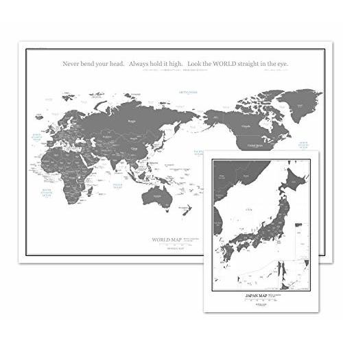 ミニマルマップ 世界地図 シンプル で おしゃれ な インテリア ワールド マップ A1 A3日本地図 グレー セット しもやな商店 通販 Yahoo ショッピング