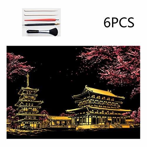 Chermyaa スクラッチアート 40 5cm 28 5cm 塗り絵 ペーパーアート 桜 しもやな商店 通販 Yahoo ショッピング