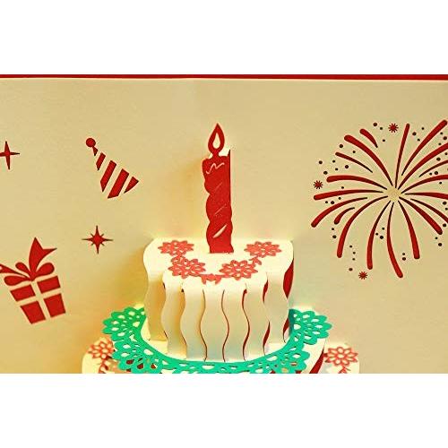 Ojsensai 切り絵立体バースデーケーキ 誕生日カード レッドグリーティングカード 手作り オリジナル バースデ しもやな商店 通販 Yahoo ショッピング