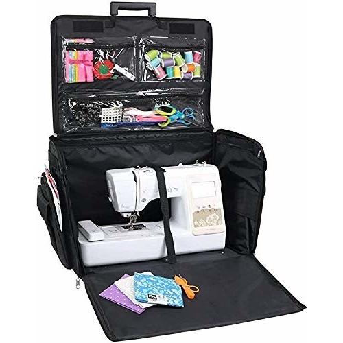 全国宅配無料 Everything Mary 4輪 Xlサイズ 折りたたみ式 デラックス ミシン用トロリー ブラックキルト キャスター付き収納キ 安いそれに目立つ Www Traumazim Com