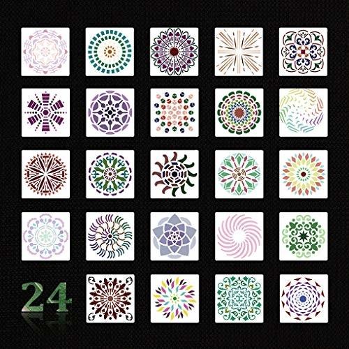 Rolin Roly 花柄 曼荼羅 マンダラ 製図用 テンプレート Diyスクラップ ステンシルシート 絵画ホワイト 24 Pcs 曼荼 しもやな商店 通販 Yahoo ショッピング
