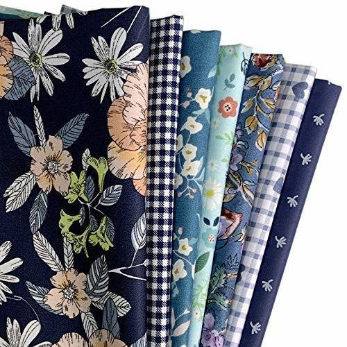 7枚 カットクロス 生地 パッチワーク布 セット キルティング はぎれ 綿 おしゃれ かわいい 46x56cm ダークブル しもやな商店 通販 Yahoo ショッピング