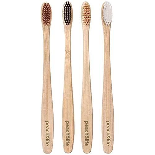 Peach Life 歯ブラシ 環境に優しい100 生分解性素材 オーガニックバンブー 竹の歯ブラシ 4本 Bamboo Toothbrush 竹製 大 しもやな商店 通販 Yahoo ショッピング