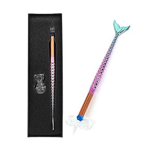 Suer ガラスペン セット 万年筆 可愛い文房具 ガラス製 人魚姫 ペン アート ライティング 署名 書道 装飾 しもやな商店 通販 Yahoo ショッピング